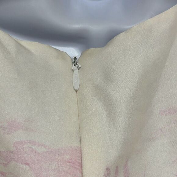 BCBG Maxazria Pink White Floral Satin Mini Dress Belted Pockets NWT 16 $348 MSRP - Picture 7 of 16